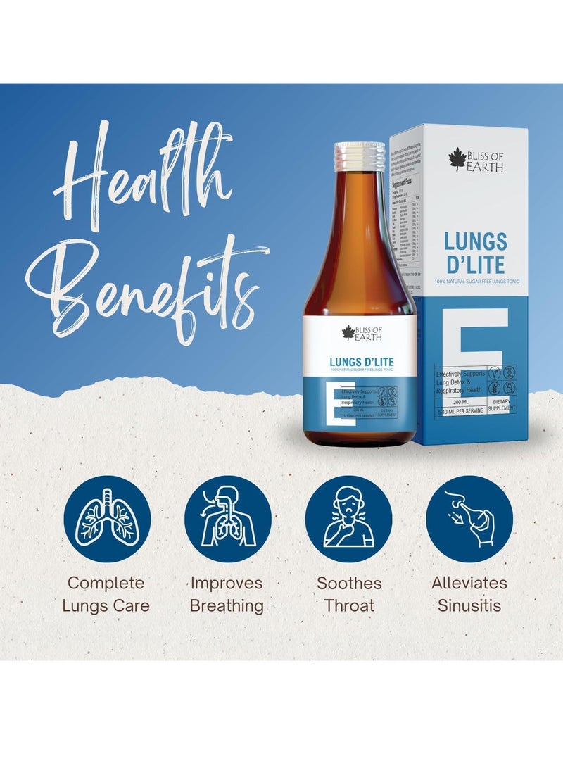 بليس اوف ايرث مكمل غذائي لتنظيف الرئتين، شراب طبيعي خالٍ من السكر لتنظيف الرئتين وإزالة السموم، 2 × 200 مل - Image 5